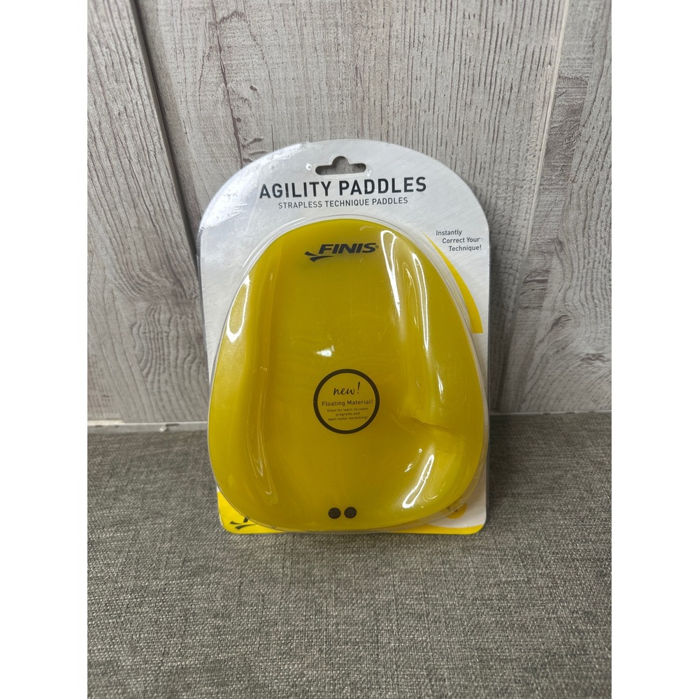 FINIS Agility Paddles Medium Yellow Strapless Technique Swim Training Paddles